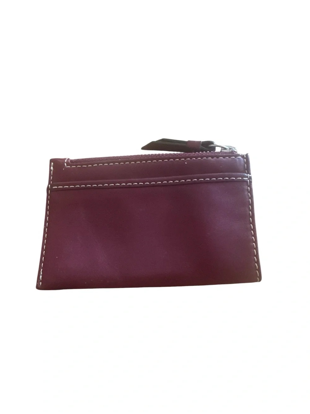 Coach Burgundy Leather Card Case Wristlet with Chain